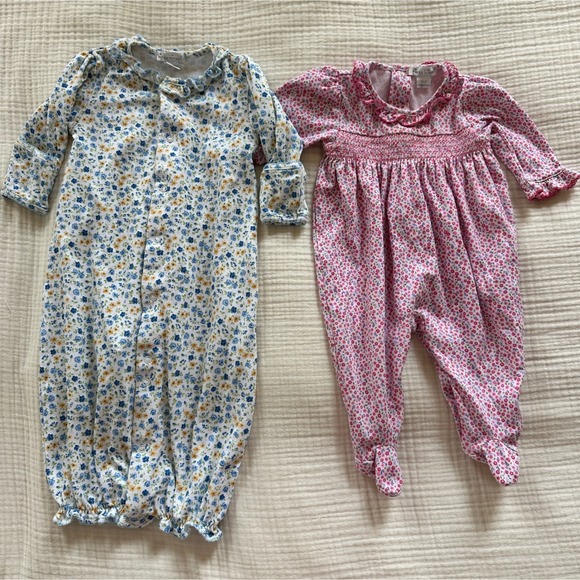 Kissy Kissy Other - Kissy Kissy Baby Girl Floral Footie Pajamas Gown Smocked Bundle Pink Blue 0-3